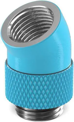 PrimoChill Male to Female G1/4 30 Degree Rotary Elbow Fitting -  Sky Blue