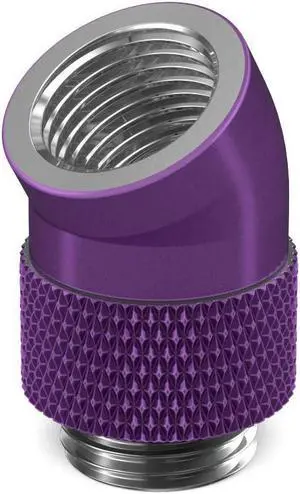 PrimoChill Male to Female G1/4 30 Degree Rotary Elbow Fitting -  Candy Purple