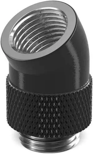 PrimoChill Male to Female G1/4 30 Degree Rotary Elbow Fitting -  Satin Black
