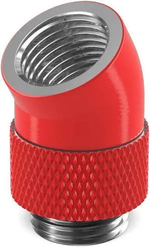 PrimoChill Male to Female G1/4 30 Degree Rotary Elbow Fitting -  Razor Red