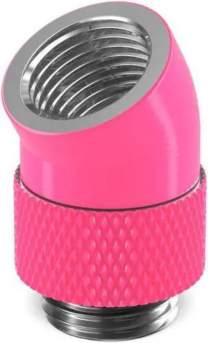 PrimoChill Male to Female G1/4 30 Degree Rotary Elbow Fitting -  UV Pink