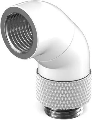 PrimoChill Male to Female G1/4 90 Degree Dual Rotary Elbow Fitting -  Sky White