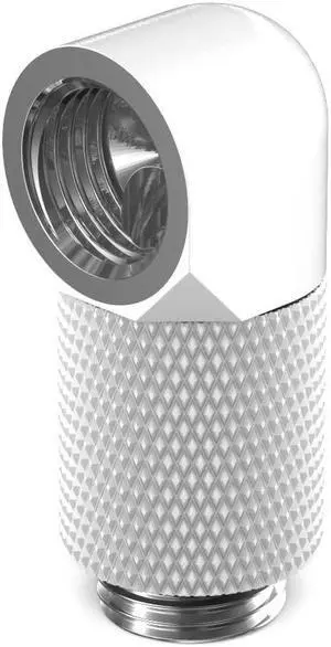 PrimoChill Male to Female G1/4 90 Degree Rotary 20mm Extension Elbow Fitting - Sky White