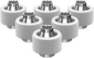 PrimoChill SecureFit SX - Premium Compression Fitting For 7/16in ID x 5/8in OD Flexible Tubing 6 Pack (F-SFSX758-6) - Available in 20+ Colors, Custom Watercooling Loop Ready