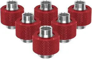 PrimoChill SecureFit SX - Premium Compression Fitting For 3/8in ID x 1/2in OD Flexible Tubing 6 Pack (F-SFSX12-6) - Available in 20+ Colors, Custom Watercooling Loop Ready