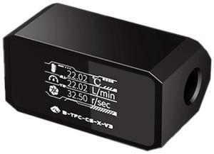 Bykski Inline Flow Meter and Thermometer Safety Module w/ OLED Display V3 - Black (B-TFC-CS-X-V3)