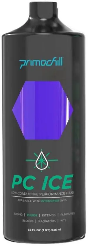PrimoChill Ice - Computer WaterCooling Coolant, Low-Conductive, Transparent, Full Protection, Proudly Made in the USA (32oz/.9L)