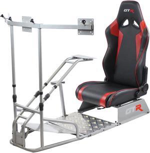 GTR Simulator - GTSF Model with Real Racing Seat, Driving Racing Simulator Cockpit with Gear Shifter Mount and Triple or Single Monitor Mount