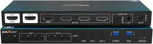 BZBGEAR 4x2 8K UHD HDMI 2.1 Matrix Switcher with Auto Downscaling/Audio De-Embedding (8K60/4K120 and VRR/FVA/ALLM Support)