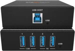 BZBGEAR 4-Port USB 3.0 HDBaseT Extender Over Cat6/7 Cable with PoC/RS-232/FSYNC GPIO up to 330ft