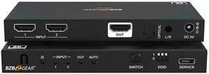 BZBGEAR 2x1 8K UHD HDMI 2.1 Switcher with Audio De-Embedding (8K60/4K120Hz 4:4:4 VRR/FVA/ALLM Support)