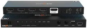 BZBGEAR 4x1 8K UHD HDMI 2.1 Switcher with Audio De-Embedding (8K60/4K120Hz 4:4:4 VRR/FVA/ALLM Support)