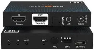 BZBGEAR 8K60 HDMI 2.1 Audio De-Embedder/Converter/Adapter to Digital S/PDIF and Analog L/R Audio