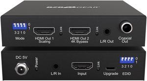BZBGEAR 1x2 4K UHD HDMI Splitter/Scaler with Analog Audio Embedder & Digital Audio De-embedder