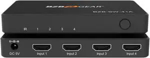 BZBGEAR 4x1 4K UHD Ultra Slim HDMI Switcher with IR Remote Control