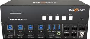 BZBGEAR 4-Port 4K UHD KVM and Conference Room Switcher with HDMI and USB3.0