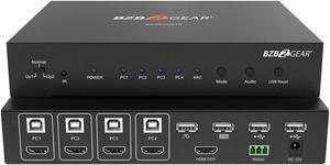 BZBGEAR 4x1 1080P FHD HDMI MultiViewer with KVM USB 2.0 Ports and Support for up to 4 Computers/Laptops