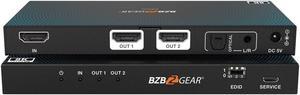 BZBGEAR 1x2 8K UHD HDMI 2.1 Splitter with Audio De-embedder (8K60 4K120 4:4:4 10bit VRR, FVA, ALLM support)