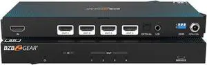 BZBGEAR 1x4 8K UHD HDMI 2.1 Splitter with Auto Downscalling/Audio De-embedder (8K60/4K120 and VRR/FVA/ALLM Support)