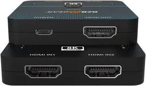 BZBGEAR 2x1 8K UHD Ultra Slim HDMI 2.1 Switcher (8K60/4K120Hz 4:4:4 and VRR/FVA/ALLM Support)