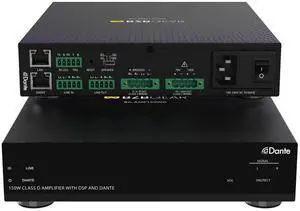 BZBGEAR 2-Channel 150W Compact Class D DSP & Amplifier with Digital/Analog Audio and 2x2 Dante In/Out