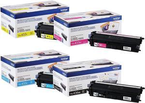 Brother TN436BK Super High Yield and TN433 (C/M/Y) High Yield Toner Cartridge Set