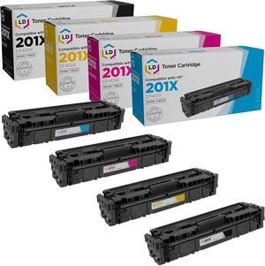 LD Products Compatible Replacements  201X Set of 4 High Yield Toner Cartridges: 1 CF400X Black, 1 CF401X Cyan, 1 CF402X Yellow, and 1 CF403X Magenta