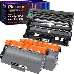 E-Z Ink (TM) Compatible Toner Cartridge & Drum Unit Replacement for Brother TN750 DR720 High Yield to use with HL-5450DN HL-5470DW HL-6180DW MFC-8710DW MFC-8910DW MFC-8950DW (2 Toner 1 Drum Unit)