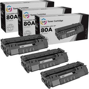 LD Compatible Replacements for Hewlett Packard CF280A (HP 80A) Set of 3 Black Laser Toner Cartridges for use in The ...