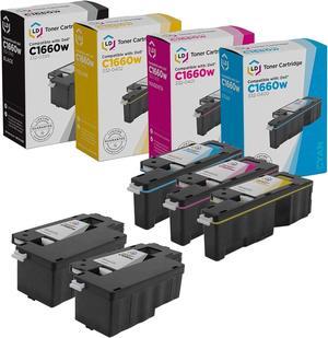 LD Compatible Toner Cartridge Replacement for Dell Color Laser C1660w (2 Black, 1 Cyan, 1 Magenta, 1 Yellow, 5-Pack)