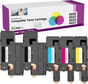 Limeink Compatible Ink Cartridge Replacement for Xerox Workcentre 6027 Toner for Xerox 106r02759 Toner Cartridge Black Toner for Xerox Phaser 6027 6025 6022 6020 (2 Black, 1 Cyan, 1 Magenta, 1 Yellow)