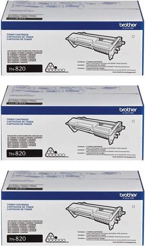 Brother Genuine Black Toner Cartridge 3-Pack, TN820, Replacement Black Toner, Page Yield Up to 3,000 Pages Each