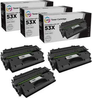 LD Products Replacement Toner Cartridge Compatible with HP 53X Q7553X High Yield (Black, 3Pk) Compatible with HP Printer LaserJet P2015, P2015d, P2015dn, P2015x, M2727 MFP, M2727nf MFP, & M2727nfs MFP