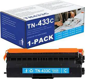1-Pack Cyan TN433C TN-433C High Yield Toner Cartridge Compatible TN433 TN-433 Replacement  HL-L9310CDWTT L9310CDWT L9310CDW L8360CDW DCP-L8410CDW MFC-L8900CDW L8610CDW L9570CDWT Printer.