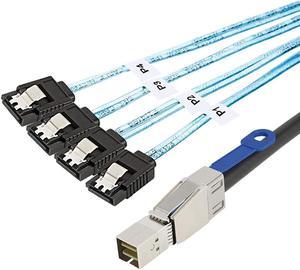 CableCreation SFF-8644 to 4 Sata 7 Pin Cable, External Mini SAS HD SFF-8644 to 4 Port SATA Cable, Hard Disk Data Server Raid Cable 2 M / 6.6 FT