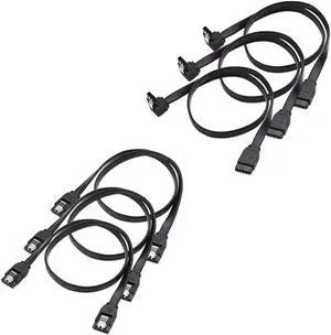 Cable Matters 3-Pack 90 Degree Right Angle SATA III 6.0 Gbps SATA Cable (SATA 3 Cable) Black - 18 Inches & 3-Pack Straight SATA III 6.0 Gbps SATA Cable