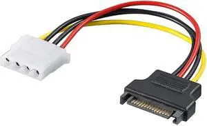 Manhattan 6" 4-pin Molex Female to 15-pin SATA Male Power Cable Manhattan 6" 4-pin Molex Female to 15-pin SATA Male Power Cable