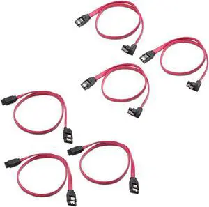 Cable Matters 3-Pack 90 Degree Right Angle SATA III 6.0 Gbps SATA Cable (SATA 3 Cable) Red - 18 Inches & 3-Pack Straight SATA III 6.0 Gbps SATA Cable