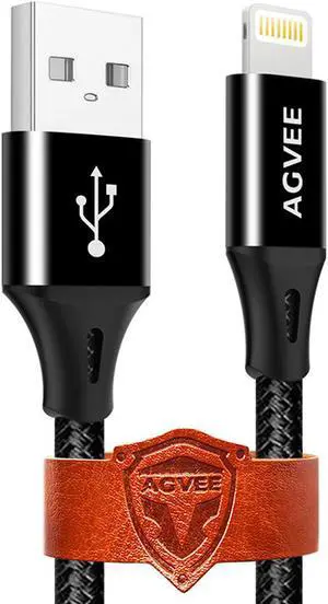 AGVEE 3 Pack 1.5ft for iPhone Charging Cable, Reinforced End Tip, Braided Fast OEM USB Charger Wire Data Cord for iPhone 11 10 8 7 6S 6, iPad iPod iOS Case Friendly, Black
