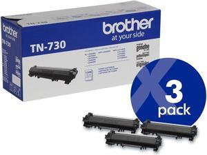 Brother Genuine TN730 3-Pack Standard Yield Black Toner Cartridge with Approximately 1,200 Page Yield/Cartridge