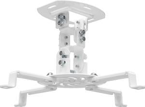 Projector Ceiling Mount Universal Low Profile Projector Mount with Retractable Arms and Multiple Adjustment Function (PM-002-W) White