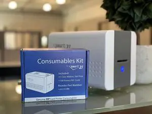 SMART-21 YMCKO Consumables Kit with Color Printer Ribbon, 100 Primus PVC Cards, and Cleaning Roller