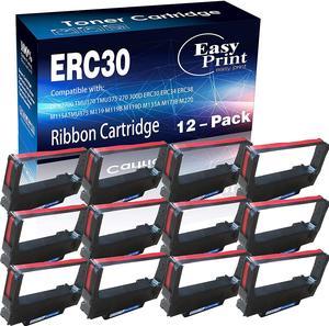 12 Pack ERC-30 ERC 30 34 38 (Black/Red) Compatible with Ribbon Cartridge for use in Epson M119 M119B M119D M133A M270 M17-JB M52-JB TM-U325 TM-U370 TM-U375, Sold by EasyPrint