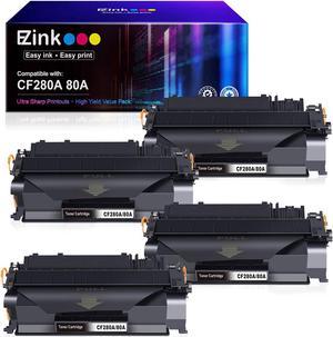 E-Z Ink (TM Compatible Toner Cartridge Replacement for HP 80A CF280A 80X CF280X 05A CE505A to use with Laserjet Pro 400 M401n M401dne M401dw MFP M425dw MFP M425dn (Black, 4 Pack)