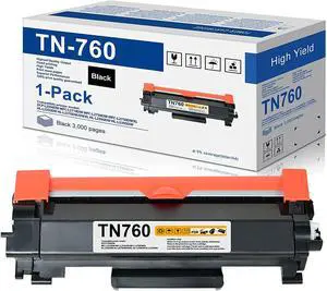 TN760 High Yield Toner Cartridge TN-760 Replacement for Brother TN-760 TN760 HL-L2350DW HL-L2395DW HL-L2390DW HL-L2370DW MFC-L2750DW MFC-L2710DW DCP-L2550DW Printer Toner (1 Pack)