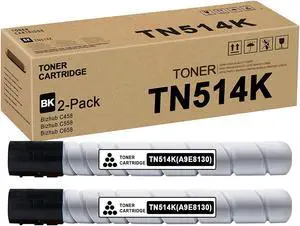 Ennovor TN514 TN514K Toner Cartridge (Black, 2 Pack) - Lovn Compatible TN-514K Black Toner Cartridge (Up to 28,500 Pages) Replacement for Konica Minolta Bizhub C458 C558 C658 Printer, A9E8130 Toner