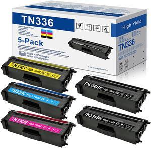 Compatible TN336BK TN336C TN336M TN336Y Toner Cartridge Replacement  TN336 TN-336 HL-L8350CDW HL-L8250CDN HL-L8350CDWT MFC-L8850CDW MFC-L8600CDW Printer(5-Pack,2BK+1C+1M+1Y)