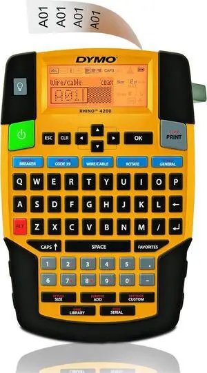 Industrial Label Maker | Rhino 4200 Label Maker Time-saving Hot Keys Prints Fast Durable For Job Sites and Heavy-Duty Labeling Jobs
