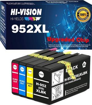 HI-Vision Compatible Ink Cartridge Replacement for 952XL 952 XL Work with OfficeJet 8702 Pro 8216 7720 7740 8210 8730 8710 8727 8715 8728 8720 8725 8732M 8725 Printer (4-Pack, B/C/M/Y)