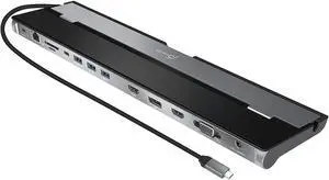 j5create USB C Docking Station- Supports up to 3 Display Simultaneously | HDMI, DisplayPort, VGA, 100W PD Fast Charging, Gigabit Ethernet | Comes with Type C Cable Compartment (JCD543)